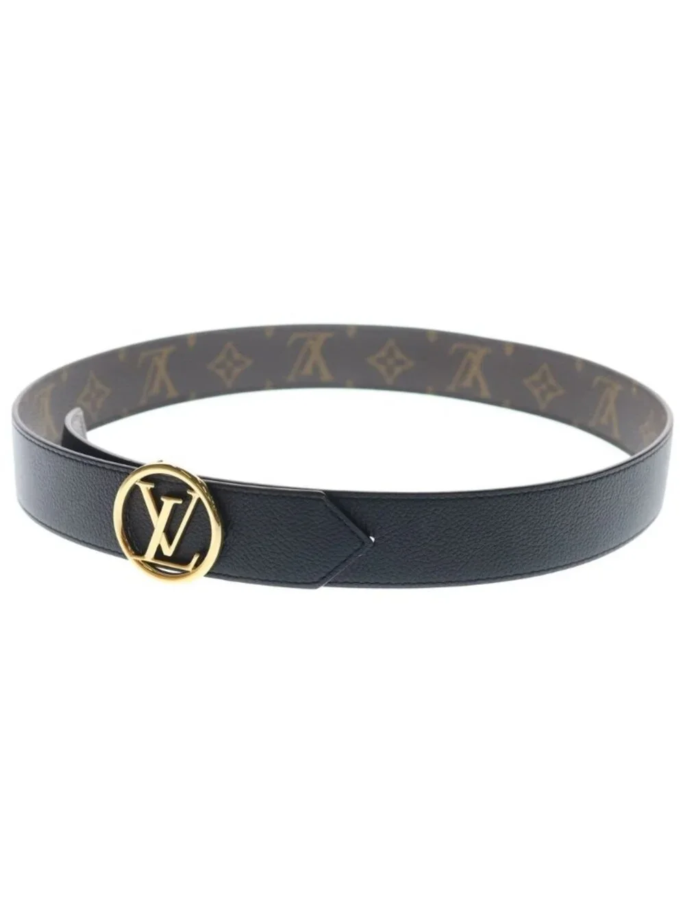 Louis Vuitton Ceinture LV Buckle Monogram Reversible Belt Gold Brown